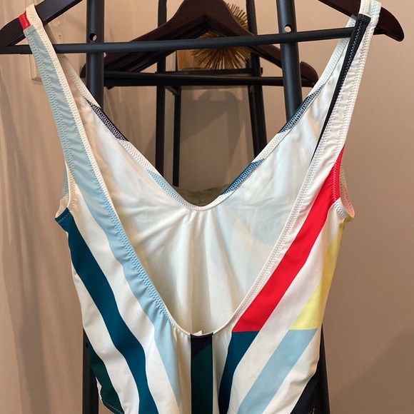 Solid & Stripe one piece multi stripe bathing suit. Size small. - Picture 4 of 4